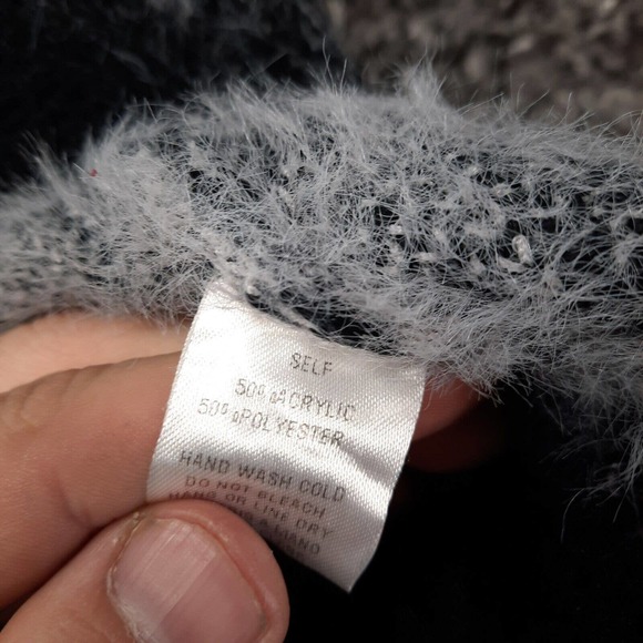 Easel Open Cardigan Sweater Women Medium Black Zebra Shaggy Slouchy Outerwear - Picture 4 of 9